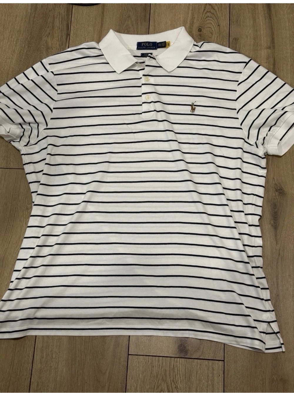 Polo by Ralph Lauren White Polo Shirt with Black Stripes